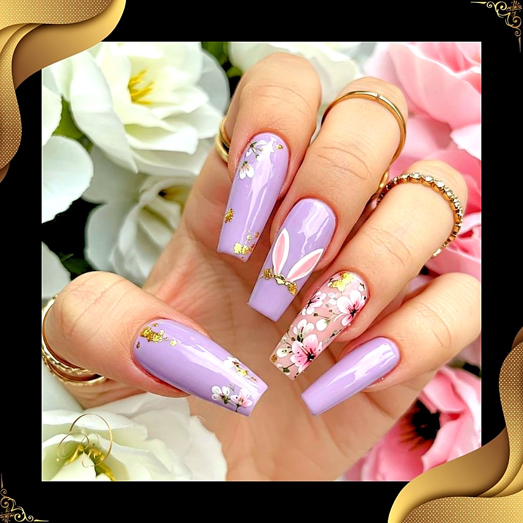 Lavender nail set with gems